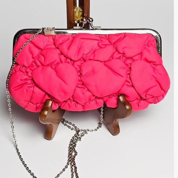 other Handbags - Y2K Puffy Heart Purse with Chain Strap Deep Pink